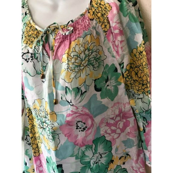 Charter Club Luxury Linen Tunic Blouse Lace XS Extra Small Boho Lagenlook Floral - Picture 3 of 7